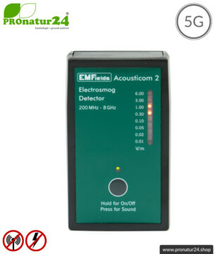 ACOUSTICOM 2 Electrosmog Detector | Breitband Messgerät für Elektrosmog HF | Erkennung von EMF Funkstrahlung bis 8 GHz. Inklusive 5G!