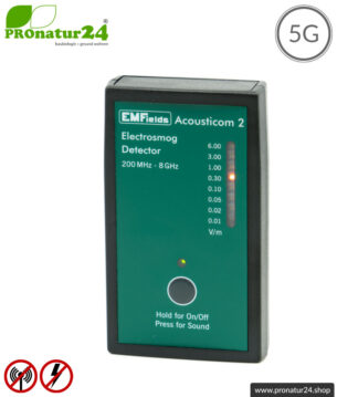ACOUSTICOM 2 Electrosmog Detector | Breitband Messgerät für Elektrosmog HF | Erkennung von EMF Funkstrahlung bis 8 GHz. Inklusive 5G!