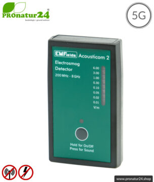 ACOUSTICOM 2 Electrosmog Detector | Breitband Messgerät für Elektrosmog HF | Erkennung von EMF Funkstrahlung bis 8 GHz. Inklusive 5G!