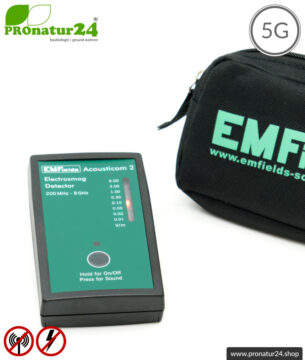 ACOUSTICOM 2 Electrosmog Detector | Breitband Messgerät für Elektrosmog HF | Erkennung von EMF Funkstrahlung bis 8 GHz. Inklusive 5G!