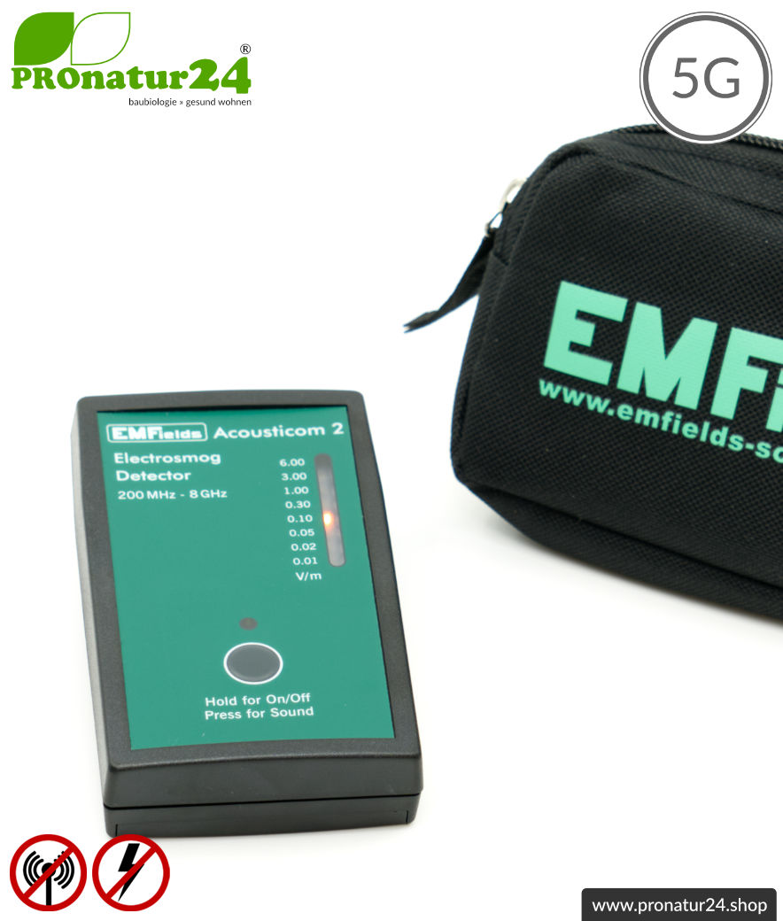 ACOUSTICOM 2 Electrosmog Detector | Breitband Messgerät für Elektrosmog HF | Erkennung von EMF Funkstrahlung bis 8 GHz. Inklusive 5G!