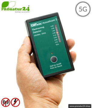 ACOUSTICOM 2 Electrosmog Detector | Breitband Messgerät für Elektrosmog HF | Erkennung von EMF Funkstrahlung bis 8 GHz. Inklusive 5G!
