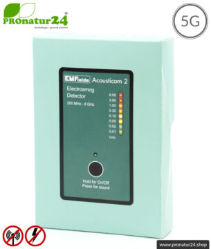 ACOUSTICOM 2 Electrosmog Detector | Breitband Messgerät für Elektrosmog HF | Erkennung von EMF Funkstrahlung bis 8 GHz. Inklusive 5G!