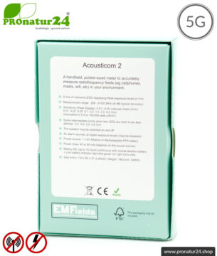 ACOUSTICOM 2 Electrosmog Detector | Breitband Messgerät für Elektrosmog HF | Erkennung von EMF Funkstrahlung bis 8 GHz. Inklusive 5G!