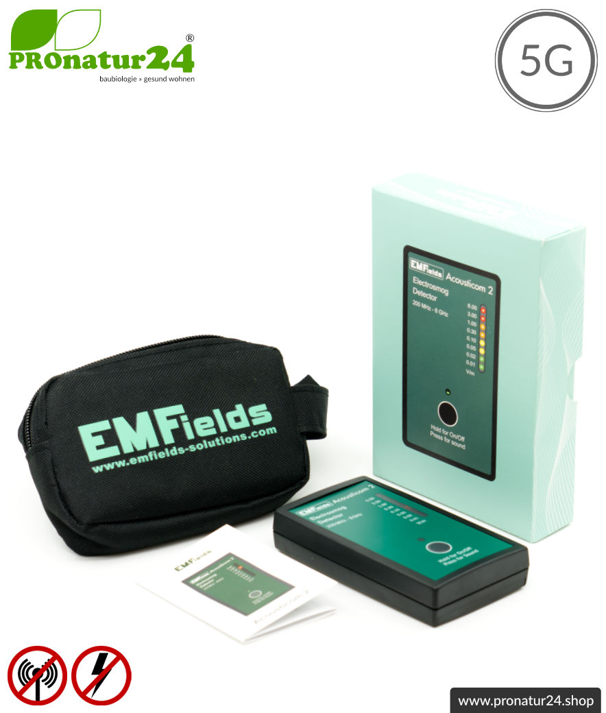 ACOUSTICOM 2 Electrosmog Detector | Breitband Messgerät für Elektrosmog HF | Erkennung von EMF Funkstrahlung bis 8 GHz. Inklusive 5G!