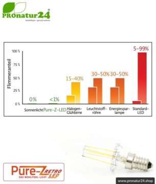 3 Watt LED Filament Kerze Pure-Z-Retro BIO LICHT | hell wie 30 Watt, 300 Lumen | Warmweiß (2700 Kelvin) | CRI >90, flimmerfrei (< 1%), E14