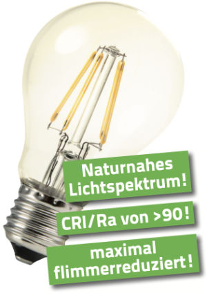 4,2 Watt LED Filament Pure-Z-Retro BIO LICHT | hell wie 40 Watt, 420 Lumen | Warmweiß (2700 Kelvin) | CRI >90, flimmerfrei (< 1%), E27 4,2 Watt LED Filament Pure-Z-Retro BIO LICHT | hell wie 40 Watt, 420 Lumen | Warmweiß (2700 Kelvin) | CRI >90, flimmerfrei (< 1%), E27