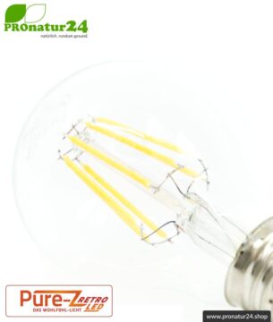 6,4 Watt LED Filament Pure-Z-Retro BIO LICHT | Hell wie 60 Watt, 600 Lumen | Warmweiß (2700 Kelvin) | CRI >90, flimmerfrei (< 1%), E27