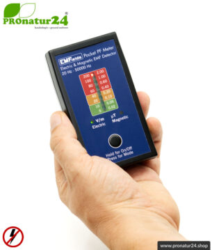 POCKET PF5 METER | Niederfrequenz Messgerät für Elektrosmog NF | Erkennung von elektrischen Wechselfeldern und magnetischen Feldern. 15-50.000 Hz. Potenialfreie Messung.