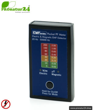 POCKET PF5 METER | Niederfrequenz Messgerät für Elektrosmog NF | Erkennung von elektrischen Wechselfeldern und magnetischen Feldern. 15-50.000 Hz. Potenialfreie Messung.