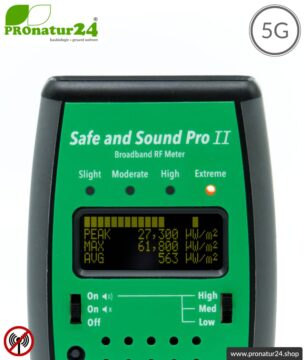 Safe and Sound Pro II EMF Detektor | Breitband Messgerät für Funkstrahlung HF | Erkennung von Funkstrahlung von 200 MHz bis 8 GHz, inklusive 5G. Profi-Gerät für Anfänger.