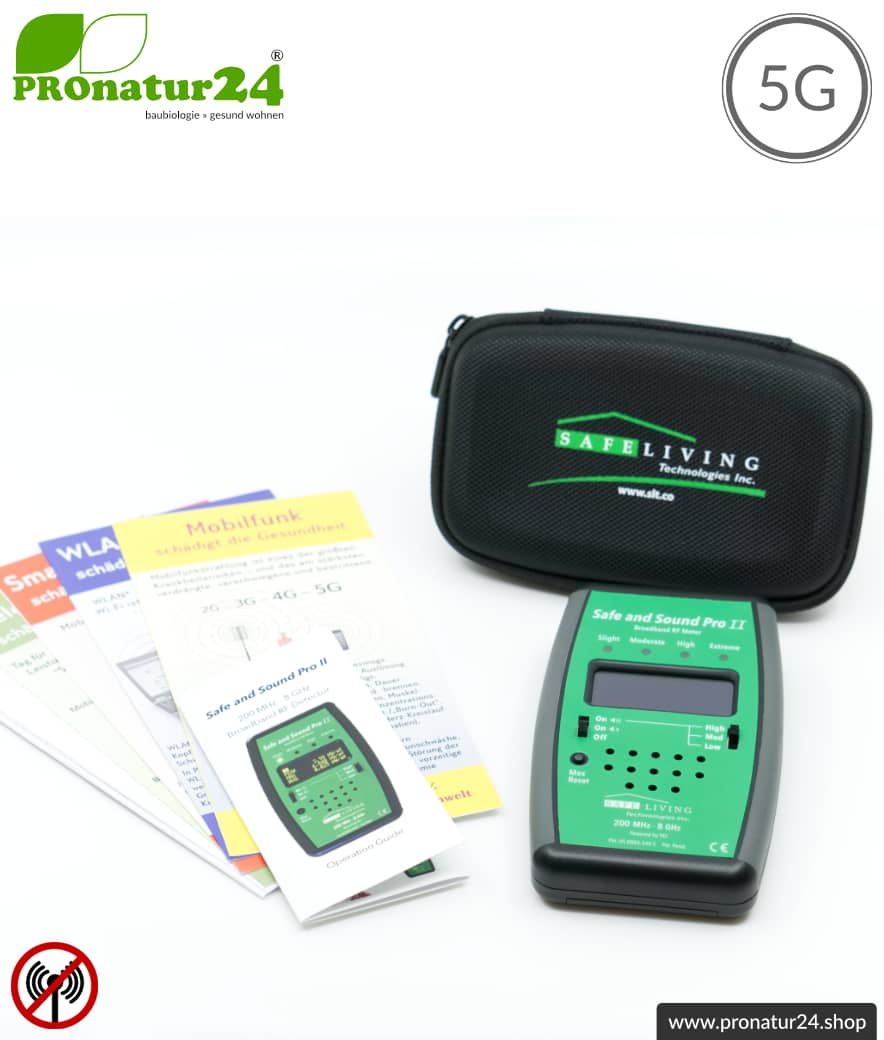 Safe and Sound Pro II EMF Detektor | Breitband Messgerät für Funkstrahlung HF | Erkennung von Funkstrahlung von 200 MHz bis 8 GHz, inklusive 5G. Profi-Gerät für Anfänger.