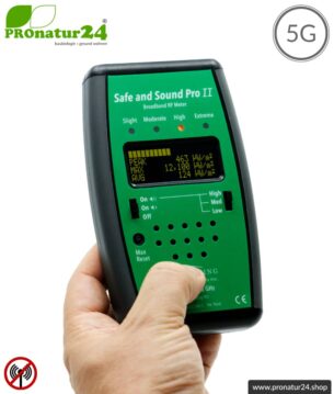 Safe and Sound Pro II EMF Detektor | Breitband Messgerät für Funkstrahlung HF | Erkennung von Funkstrahlung von 200 MHz bis 8 GHz, inklusive 5G. Profi-Gerät für Anfänger.