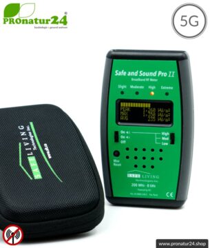 Safe and Sound Pro II EMF Detektor | Breitband Messgerät für Funkstrahlung HF | Erkennung von Funkstrahlung von 200 MHz bis 8 GHz, inklusive 5G. Profi-Gerät für Anfänger.