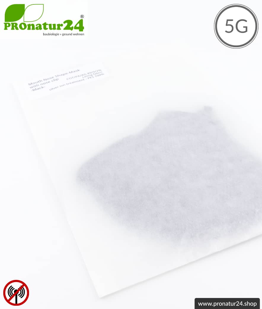 ANTIWAVE MNS Form Schutzmaske für Mund und Nase | schwarz | Abschirmstoff mit Silber für antibakterielle Wirkung (Silberionen) | 4x Maximum in Hygiene, Wirkung, Tragekomfort und Schutz vor Elektrosmog!