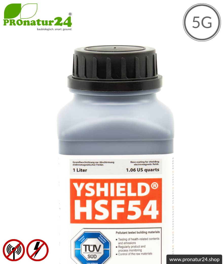 Abschirmfarbe HSF54 | HF Abschirmung bis zu 67 dB. Klassiker von YSHIELD. | TÜV SÜD zertifiziert | Erdung notwendig. Effektiv bei 5G!