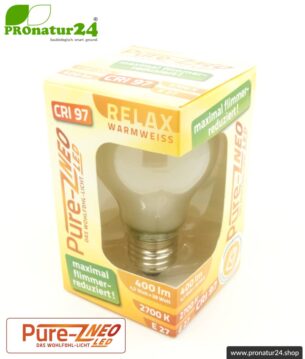 4,2 Watt LED Filament Pure-Z NEO von BioLicht | Mattglas | CRI 97 | Hell wie 38 Watt, 400 Lumen | warmweiß (2700 K) | flimmerfrei (< 1%), E27 Sockel