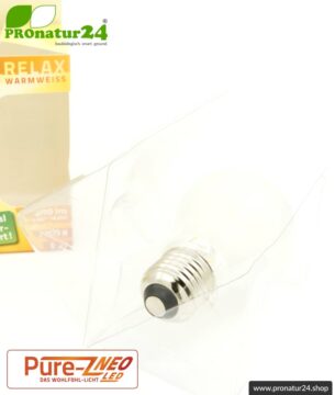4,2 Watt LED Filament Pure-Z NEO von BioLicht | Mattglas | CRI 97 | Hell wie 38 Watt, 400 Lumen | warmweiß (2700 K) | flimmerfrei (< 1%), E27 Sockel