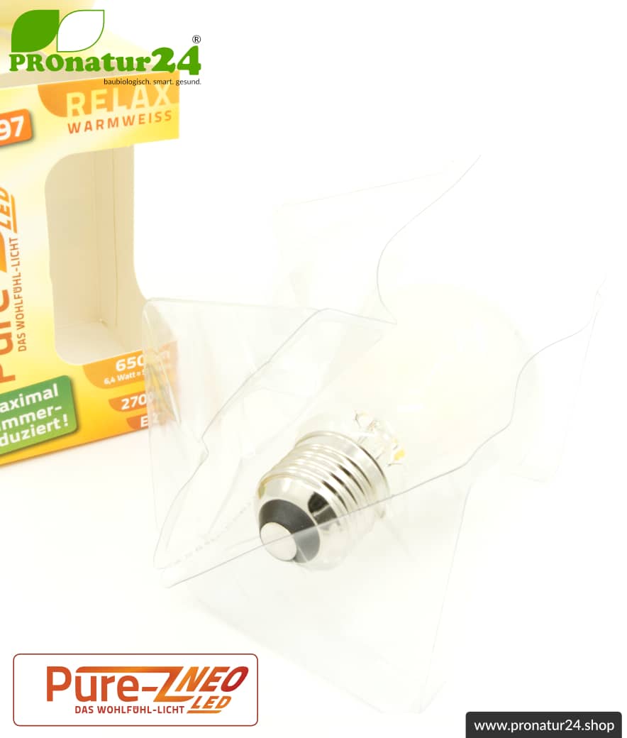 6,4 Watt LED Filament Pure-Z NEO von BioLicht | Mattglas | CRI 97 | Hell wie 55 Watt, 650 Lumen | warmweiß (2700 K) | flimmerfrei (< 1%), E27 Sockel