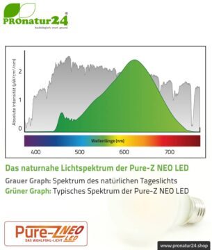 8,2 Watt LED Filament Pure-Z NEO von BioLicht | Mattglas | CRI 97 | Hell wie 66 Watt, 400 Lumen | warmweiß (2700 K) | flimmerfrei (< 1%), E27 Sockel