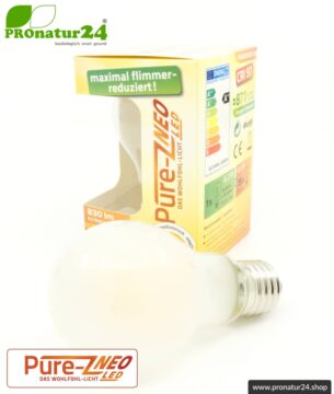 8,2 Watt LED Filament Pure-Z NEO von BioLicht | Mattglas | CRI 97 | Hell wie 66 Watt, 400 Lumen | warmweiß (2700 K) | flimmerfrei (< 1%), E27 Sockel
