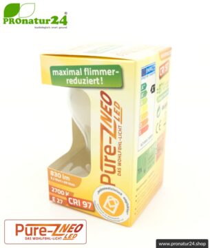 8,2 Watt LED Filament Pure-Z NEO von BioLicht | Mattglas | CRI 97 | Hell wie 66 Watt, 400 Lumen | warmweiß (2700 K) | flimmerfrei (< 1%), E27 Sockel
