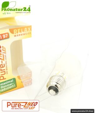 8,2 Watt LED Filament Pure-Z NEO von BioLicht | Mattglas | CRI 97 | Hell wie 66 Watt, 400 Lumen | warmweiß (2700 K) | flimmerfrei (< 1%), E27 Sockel