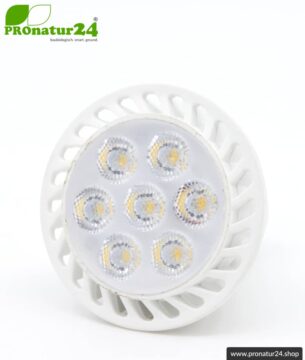 6 Watt LED Vollspektrum Spot 3step | Natur-nah flimmerfreies Licht | Hell wie 35 Watt, 480 Lumen | 5400 Kelvin. GU10 Fassung. Dimmen ohne Dimmer (100%, 50%, 15%).