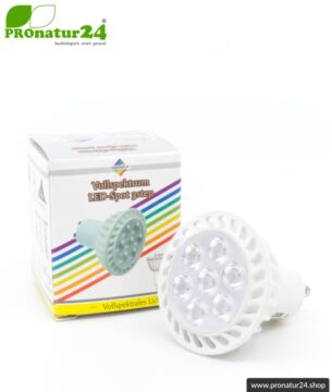 6 Watt LED Vollspektrum Spot 3step | Natur-nah flimmerfreies Licht | Hell wie 35 Watt, 480 Lumen | 5400 Kelvin. GU10 Fassung. Dimmen ohne Dimmer (100%, 50%, 15%).