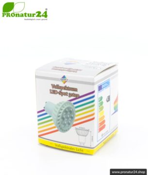 6 Watt LED Vollspektrum Spot 3step | Natur-nah flimmerfreies Licht | Hell wie 35 Watt, 480 Lumen | 5400 Kelvin. GU10 Fassung. Dimmen ohne Dimmer (100%, 50%, 15%).