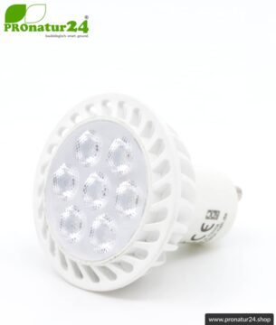 6 Watt LED Vollspektrum Spot 3step | Natur-nah flimmerfreies Licht | Hell wie 35 Watt, 480 Lumen | 5400 Kelvin. GU10 Fassung. Dimmen ohne Dimmer (100%, 50%, 15%).
