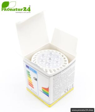 6 Watt LED Vollspektrum Spot 3step | Natur-nah flimmerfreies Licht | Hell wie 35 Watt, 480 Lumen | 5400 Kelvin. GU10 Fassung. Dimmen ohne Dimmer (100%, 50%, 15%).