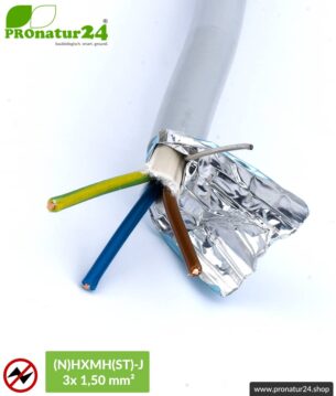 (N)HXMH(St)-J | 3x 1,5 mm² geschirmtes Elektrokabel Mantelleitung | Halogenfrei | Weichmacherfrei | Verlegekabel zur Vermeidung elektrischer Felder NF | 25 Meter + 100 Meter
