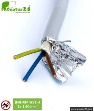 (N)HXMH(St)-J | 3x 1,5 mm² geschirmtes Elektrokabel Mantelleitung | Halogenfrei | Weichmacherfrei | Verlegekabel zur Vermeidung elektrischer Felder NF | 25 Meter + 100 Meter