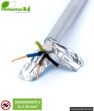 (N)HXMH(St)-J | 5x 1,5 mm² geschirmtes Elektrokabel Mantelleitung | Halogenfrei | Weichmacherfrei | Verlegekabel zur Vermeidung elektrischer Felder NF | 25 Meter + 100 Meter