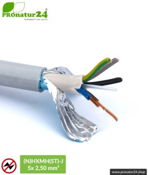 (N)HXMH(St)-J | 5x 2,5 mm² geschirmtes Elektrokabel Mantelleitung | Halogenfrei | Weichmacherfrei | Verlegekabel zur Vermeidung elektrischer Felder NF | 25 Meter + 100 Meter