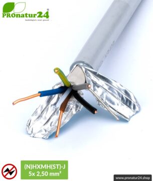 (N)HXMH(St)-J | 5x 2,5 mm² geschirmtes Elektrokabel Mantelleitung | Halogenfrei | Weichmacherfrei | Verlegekabel zur Vermeidung elektrischer Felder NF | 25 Meter + 100 Meter